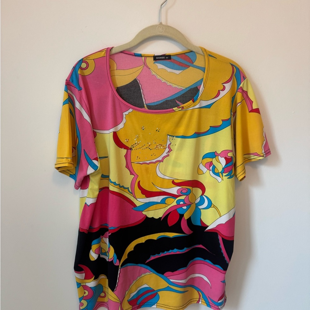 Others Follow Multicolor Abstract Print Short Sleeve Tee